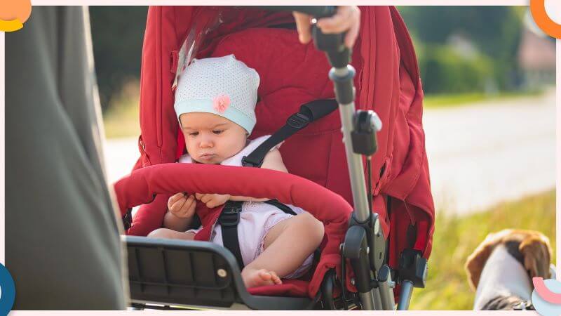 baby sitting up in stroller tilting too far to one side